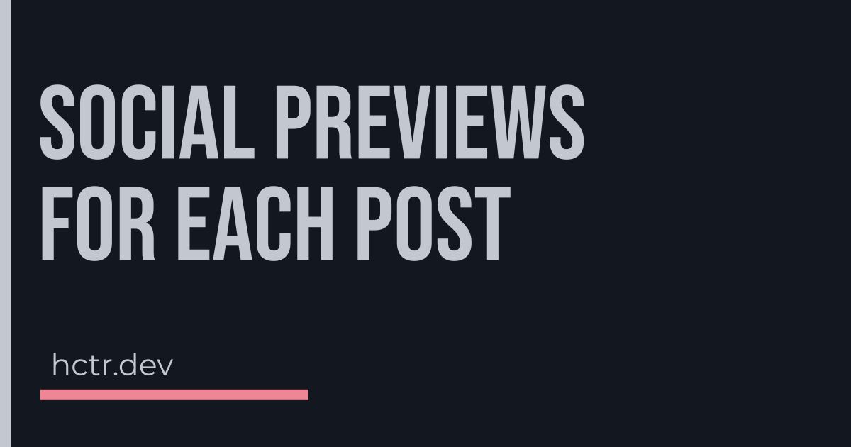 Social preview image with content: Social previews for each post